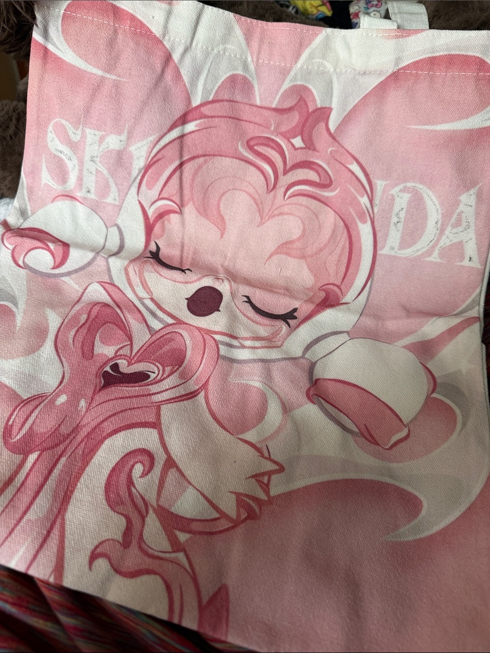 SKULLPANDA pink tote bag